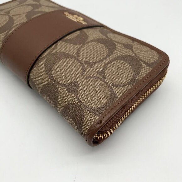Coach Brown Coated Canvas & Leather Accordion Wallet - Picture 6 of 10